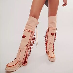 EL VAQUERO Coleen Handyed Orange Moccasin Boots Size 37